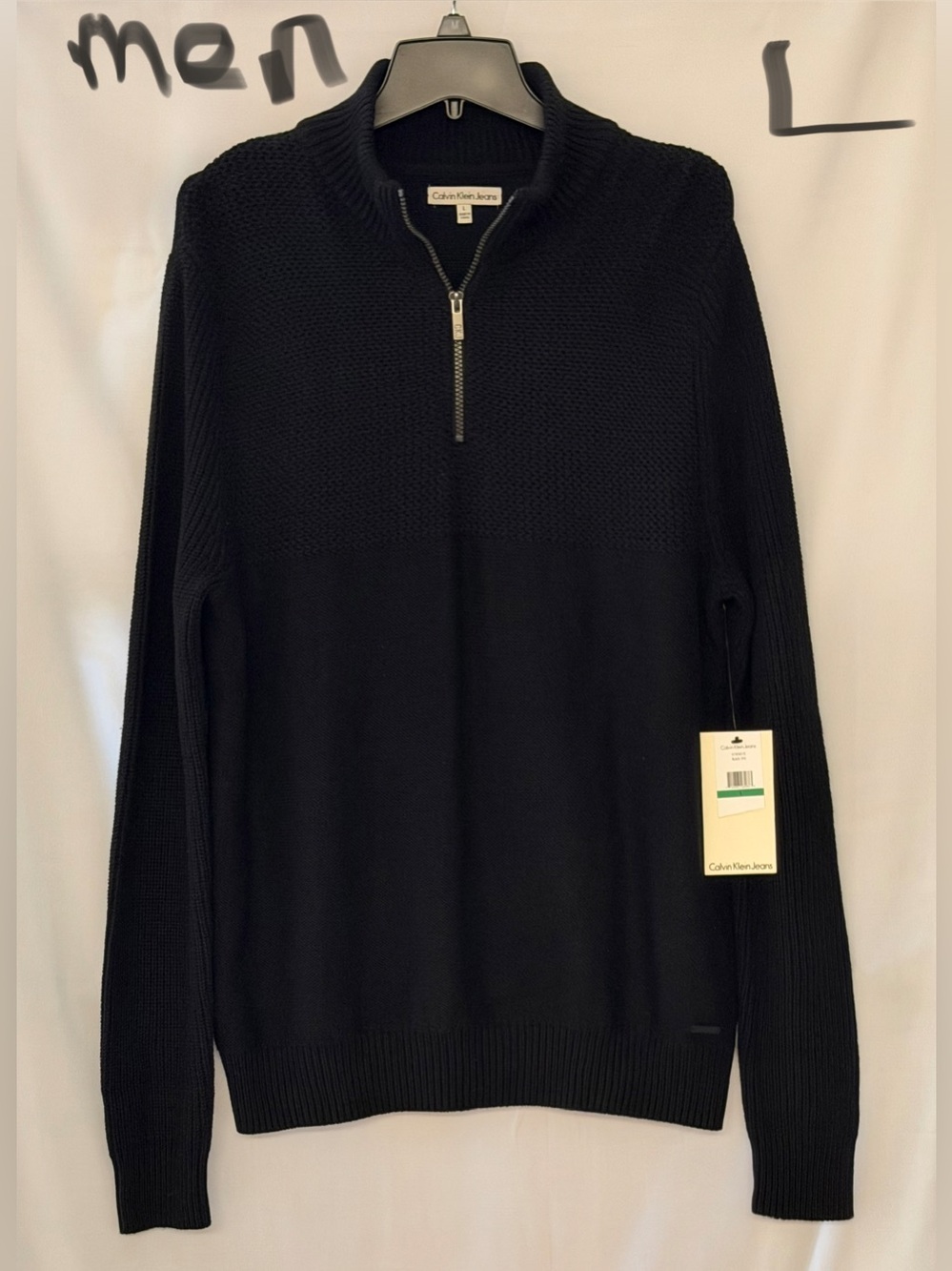 Calvin Klein Jeans Men's Black Half-Zip Knit Pullover